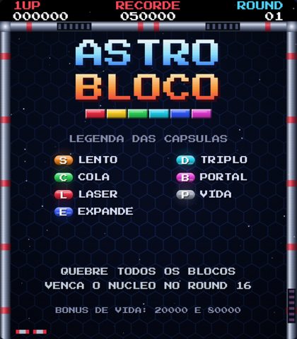 Tela inicial de Astrobloco