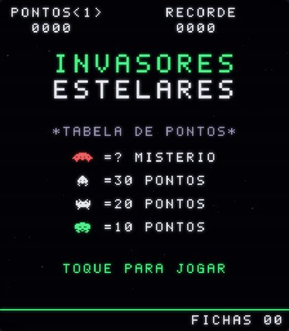 Tela inicial de Invasores Estelares